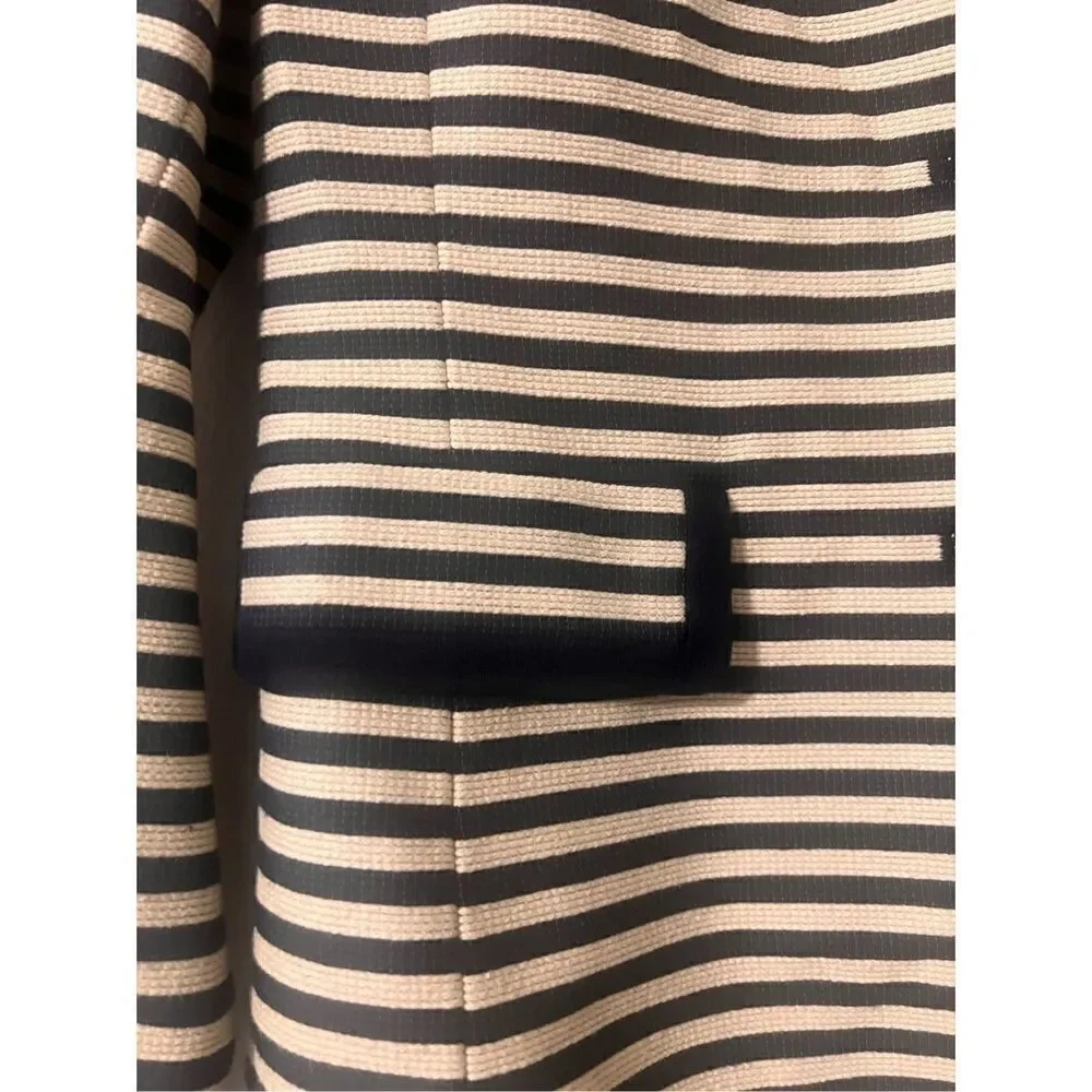 Loft Size 4 Double Button Stripe Corded Blazer Jacket Navy Cream Nautical Preppy